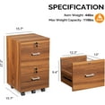 thumbnail image 2 of YEXJ 2-Drawer Rolling File Cabinet with Lock, Wood Mobile File Organization for Hanging Letter Size Filings Under Desk Filing Cabinets for Home Office, Assembly Required, Classic Walnut, 26.5" H, 2 of 10