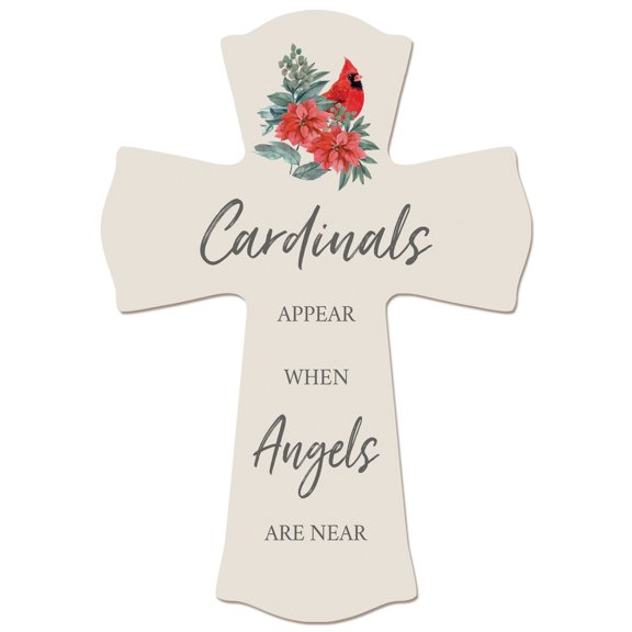 Memorial Wooden Wall Cross 8x11 Cardinal Bereavement Gift for Loss on Loved One – Cardinals Appear When