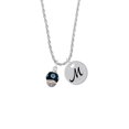 thumbnail image 2 of Delight Jewelry Silvertone Hot Blue Dots on Black Spinner Silvertone Script Initial Disc - M - Charm Necklace, 20"+3", 2 of 4