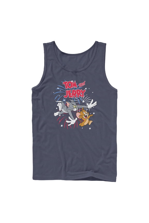 Mens Tom and Jerry Fireworks Celebration Duo Tank Top