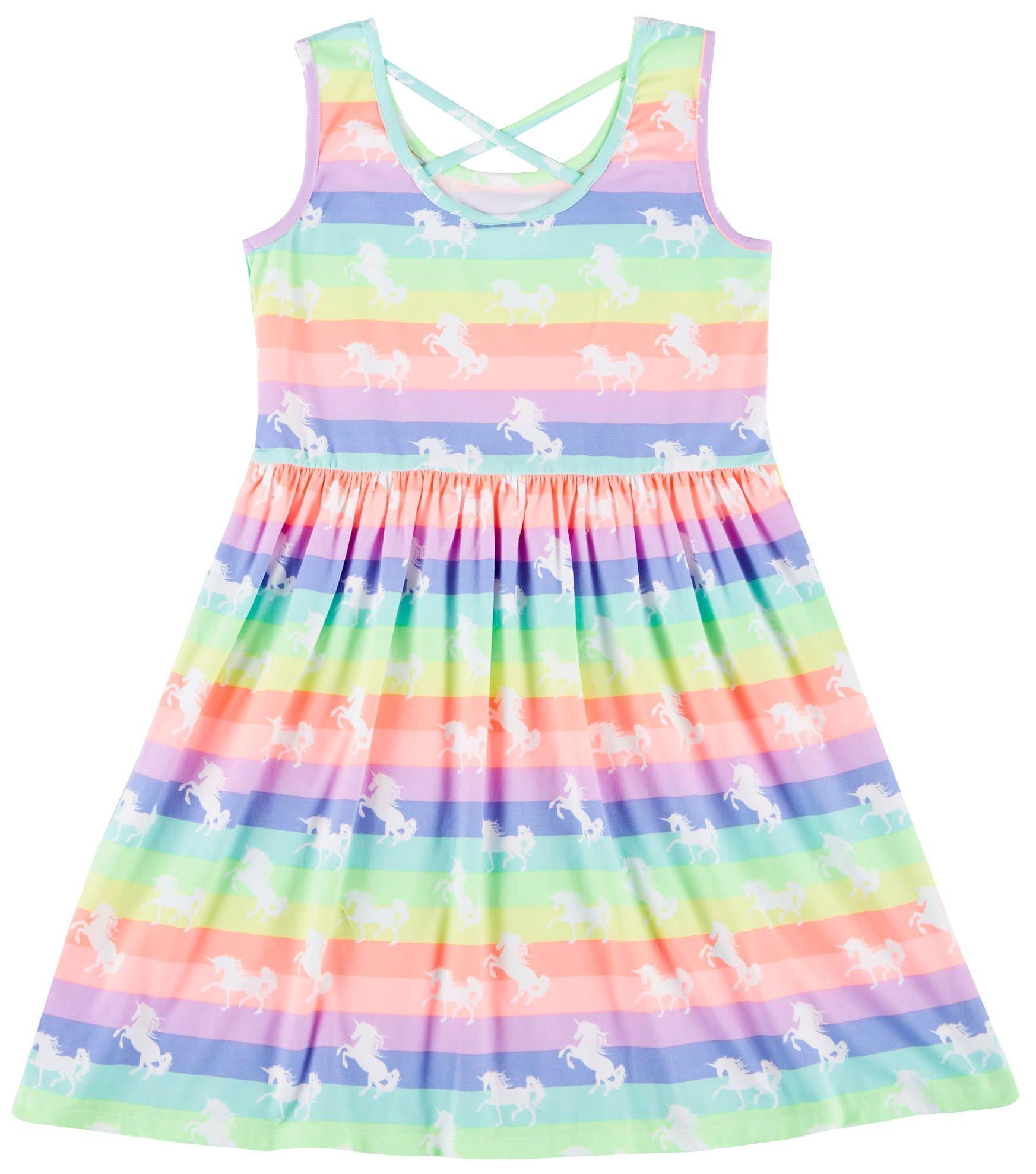 girls rainbow unicorn dress