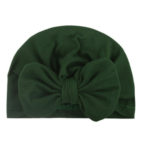 

AOMPMSDX Baby Hats & Caps Toddler Baby Boys Girls Cap Beanie Solid Cotton Bowknot Elastics Turban Hat Army Green One Size