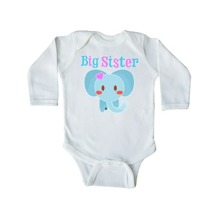 

Inktastic Big Sister elephant Gift Baby Girl Long Sleeve Bodysuit