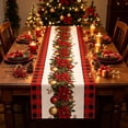 thumbnail image 5 of Hvmvliv 12x71 Inch Christmas Linen Table Banner with Festive Holiday Patterns for Dining Table Home Party Table Runners Decoration Multicolor, 5 of 6