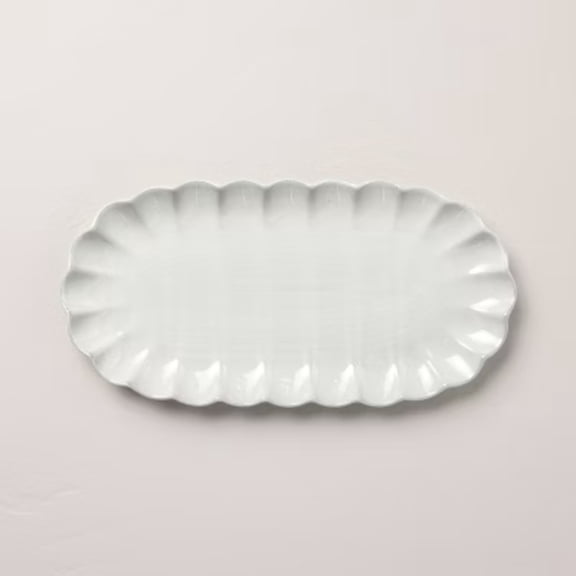Scallop Stoneware Serving Tray Cream