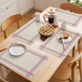 thumbnail image 5 of Rose Pink Grid Lines Placemats Set of 4 Boho Minimalist Stripes Texture Beige Place Mats Indoor Wipeable Table Mats Washable Cloth Dining Table Placemats for Kitchen Holiday Party Decor 13x19 Inch, 5 of 9