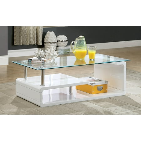 Furniture Of America Neko Contemporary Gl Top White Coffee Table Furniture Of America Neko Contemporary Gl Top White Coffee Table
