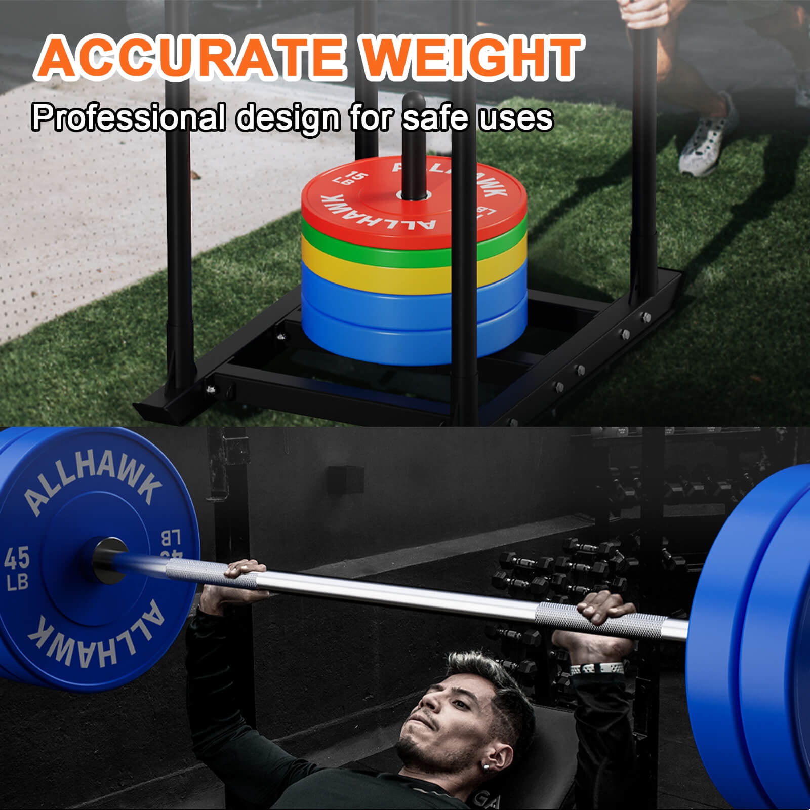 Allhawk 30LB 2-inch Olympic Rubber Bumper Plates, 10/15/25/35/45lb Barbell Weight Plates Set with Steel Ring for Strength Training, Weightlifting, Crossfit at Home Gym