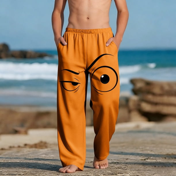 Pantalones largos para niños y niñas, de moda, estampados, casuales, de playa, con bolsillos.