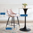 thumbnail image 5 of Counter Stool Chair, Set of 2, Velvet, Pink, Modern Contemporary Urban Design, Bar Pub Cafe Bistro Hotel Restaurant Hospitality, 5 of 9