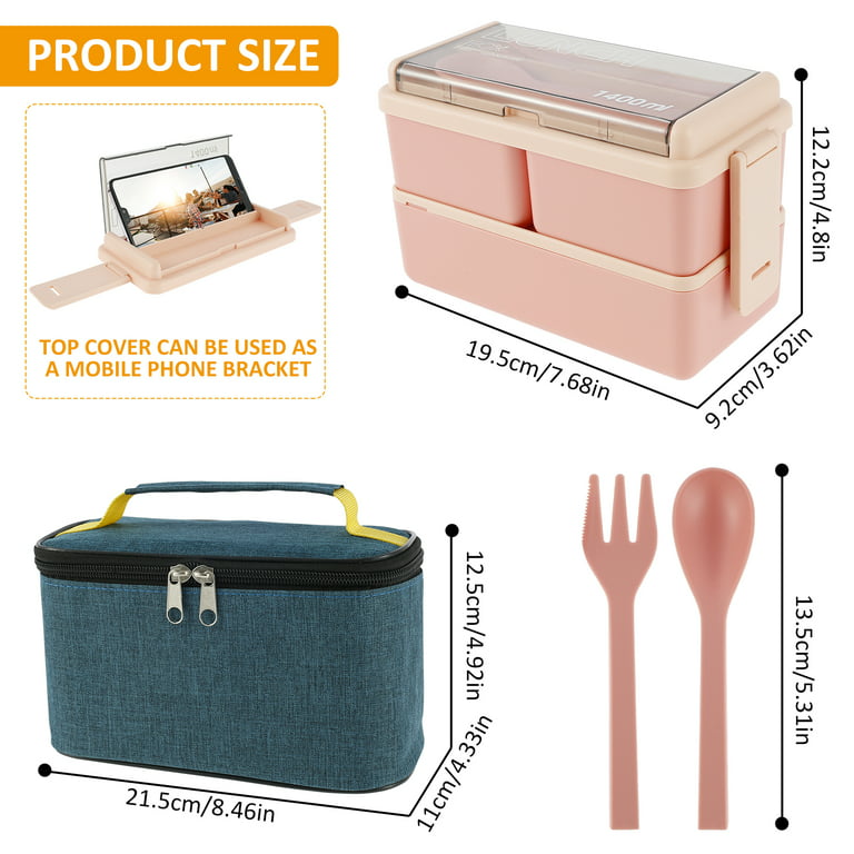 Jytue 47.35OZ Stackable Bento Box Kit 3 Compartments Bento Lunch