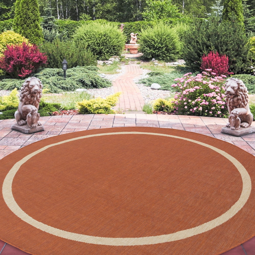 Round Area Rug, 8 Foot Stain Resistant Indoor Outdoor Round Rug With