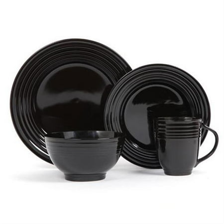 Gibson Stanza 16 pc Stoneware Dinnerware Set- Black