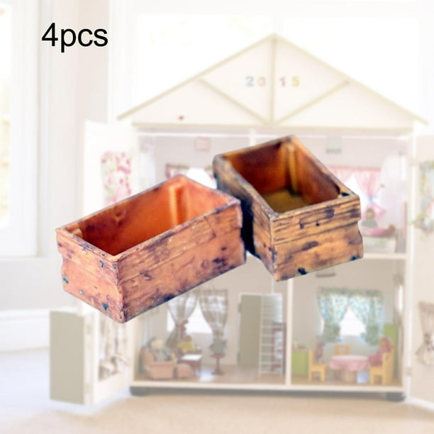 4 Unids 1/12 Casa de Muñecas Caja de Madera Juegos de Imaginación Muebles Juguetes Casa de Muñecas Muebles Decoración Pastelería Accesorios Marco Caso Hugo marco de casa de muñecas en miniatura