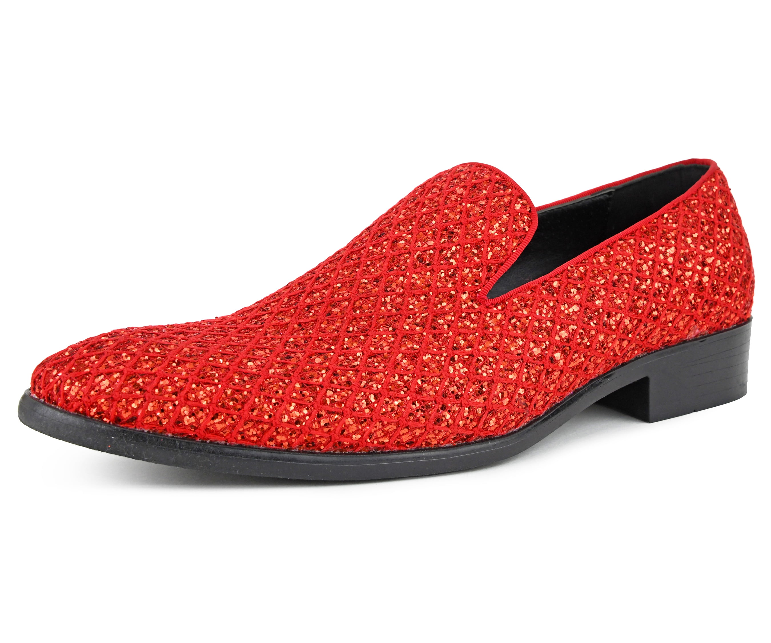 Mens Dress Shoes Sparkly Glitter Encrusted Tuxedo Slip on Loafers for Men 