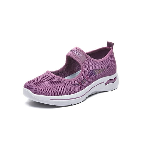 

Zodanni Womens Flats Slip On Sneakers Mesh Casual Shoes Women Walking Shoe Workout Comfort Platform Purple 5
