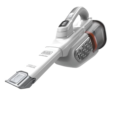 BLACK+DECKER Cordless Handheld Vacuum  AdvancedClean+  with XL Crevice Tool and Dust Bin  White  HHVK320J10