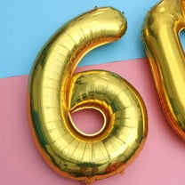 LABSERRON 1 Set Gold Number 60th Balloon Golden 11.8*7.9*3.9in Aluminum Foil Jumbo Birthday Decoration