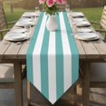 thumbnail image 6 of Teal White Striped Table Runner Linen Burlap Table Runner 72 Inches Long Modern Turquoise Stripes Farmhouse Dresser Scarves for Kitchen Island Coffee Dining Room Party Holiday Decoration 18"x72", 6 of 8