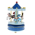 thumbnail image 2 of Wooden Carousel Music Box Rotating Carousel Mechanical Music Box Blue with Dot, 2 of 8