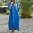 thumbnail image 2 of biudgviw Maxi Dresses for Women Plus Size Loose Lapel Neck Long Sleeve Casual Dress Cotton Linen Side Slit Buttons down Dress, 2 of 6