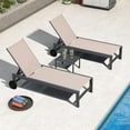 thumbnail image 4 of PURPLE LEAF Outdoor Chaise Lounge Set of 3， Dark Grey Aluminum Lounge Adjustable Chairs with Wheels and Table for Patio Deck Pool Yard，Sand Blue, 4 of 9