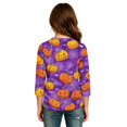 thumbnail image 6 of Girls Halloween Shirt Pumpkin Bat Print 3/4 Sleeve T Shirt Cute Graphic Tee Spooky Season Fall Halloween Outfit Kids Casual Top,12-13 Years,Dark Purple, 6 of 6