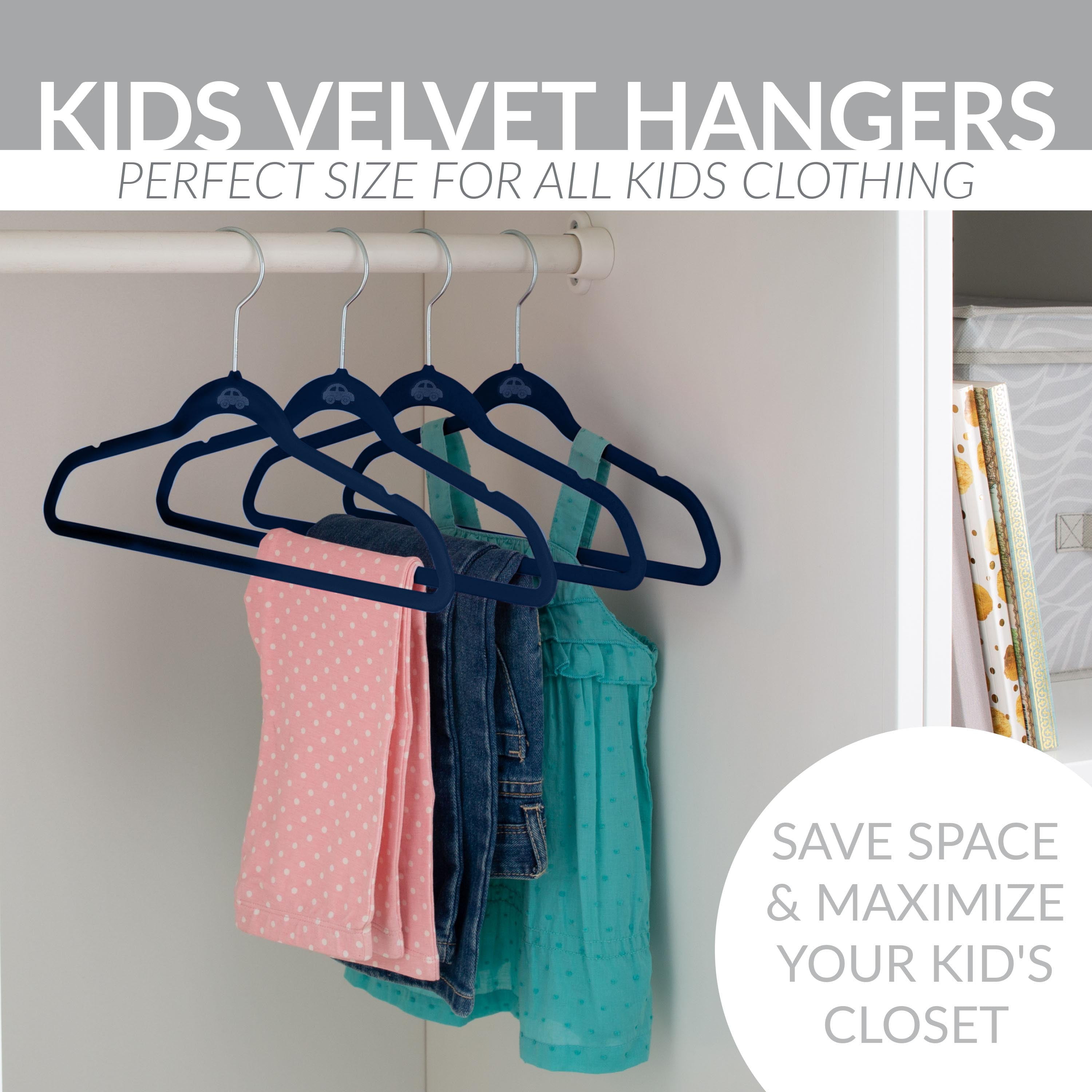 Simplify Kids Velvet Hangers - Pink - 100 Pack