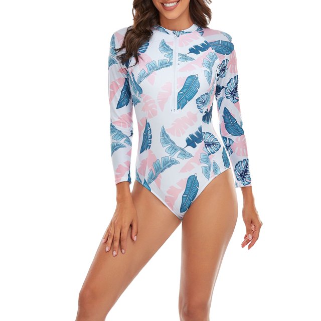 Traje de baño de una pieza de manga larga para mujer, traje de baño de una pieza largo para mujer Traje de baño de una pieza Rash Guard Diseño fácil de usar