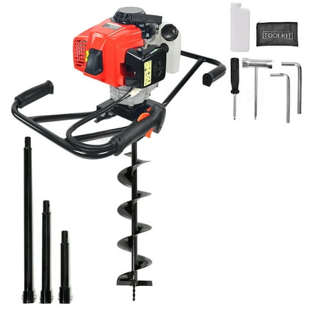 XtremepowerUS 63CC Post Hole Digger 2-Stroke Gas Auger Fence Post Digging With 6" inch Auger Drill Bit + 3 Extension Rod
