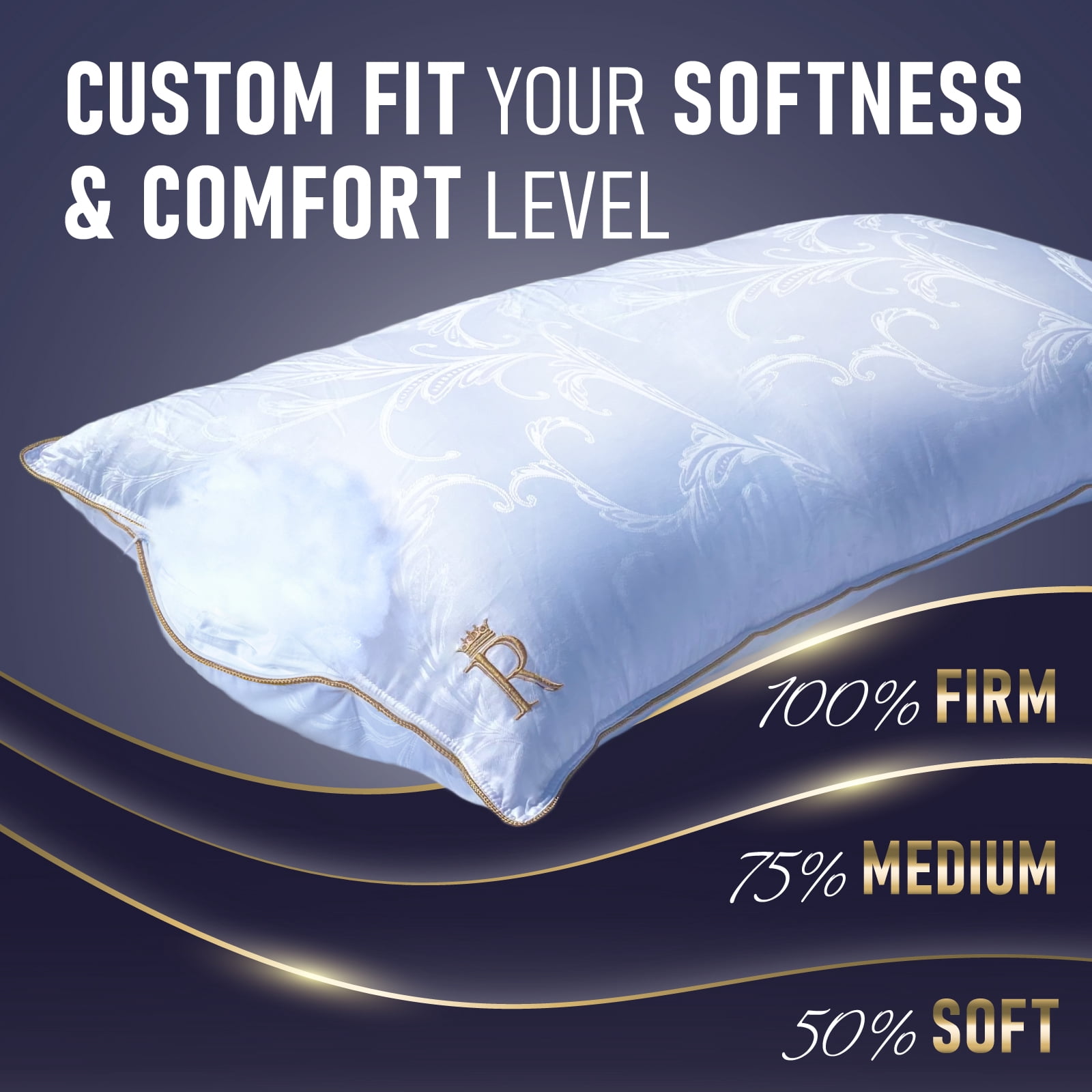 Royal Therapy Luxury Full Body Pillow - Adjustable Down-Alternative Support Pillow for Adult & Kids