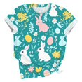 thumbnail image 4 of Ounisa T-Shirts à Manches Courtes pour Femmes Col Rond Lapin de Pâques Imprimé Mélange de Coton Coupe Ample 2026 Printemps Été Vacances Décontracté Confortable Tendance Grande Taille T-Shirts P-2TG, 4 of 5