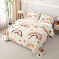 thumbnail image 3 of Manfei Boho Rainbow Bed Spread Queen, Star Planet Queen Coverlet Set, Beige, 3 Pieces, 1 Quilt and 2 Pillowcases, 3 of 7