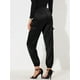 thumbnail image 4 of Pantalones cargo de satén sedoso de tiro alto elástico con cordón para mujer Negro XL, 4 of 6
