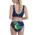 thumbnail image 3 of Daiia Dinosau Space Explorer printed 2 piece Swimsuit Bikinis for Women High Waisted Racerback Bathing Suits Summer Tummy Control Scoop Neck Swimwear-Large, 3 of 8
