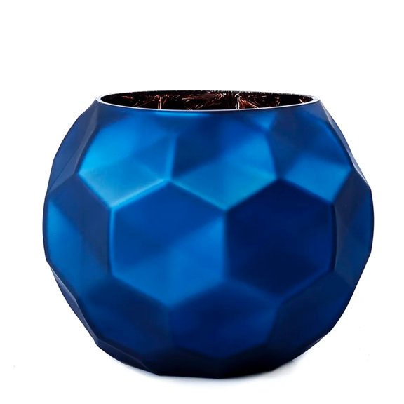 CC Home Furnishings Handblown Geometric Faceted Glass Ball Vase - 7" - Blue