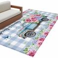 thumbnail image 6 of Spring Kitchen Runner Rug 2.7x5 Washable Runners for Hallway Non Slip Truck Botanical Rose Leaves Blue White Plaid Large Area Rug Indoor Floor Carpet for Bathroom Laundry Entryway Bedroom Living Room, 6 of 8