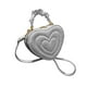 thumbnail image 3 of Bolso de hombro con forma de corazón y correa ajustable de PU para mujer, regalo Plata, 3 of 8