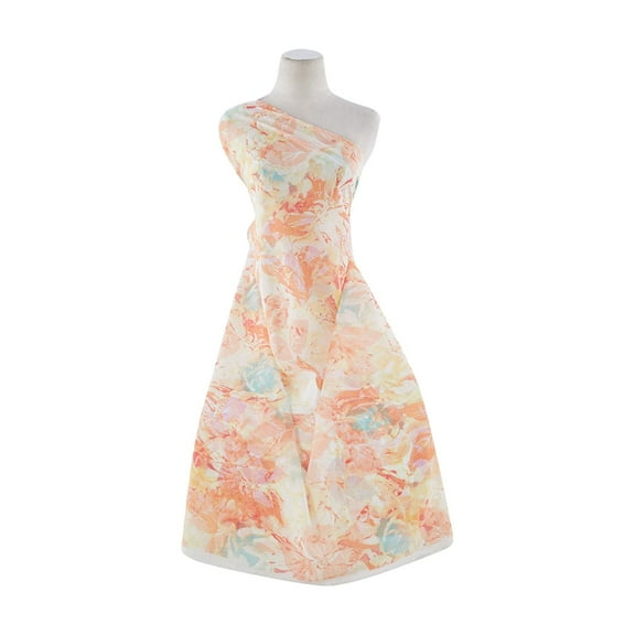 Zelouf Print On High Multi Chiffon Digital Sample  , Sewing, DIY, Crafts Fabric by the Yard, 164Coral/turq, 3 Yard