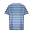 thumbnail image 5 of LYEAA Mens Short Sleeve Shirts Casual Crew Neck Beach Loose Summer Pullover T-shirts Striped Buttons Soft Comfortable Breathable Men's Tops Blue 2XL, 5 of 5