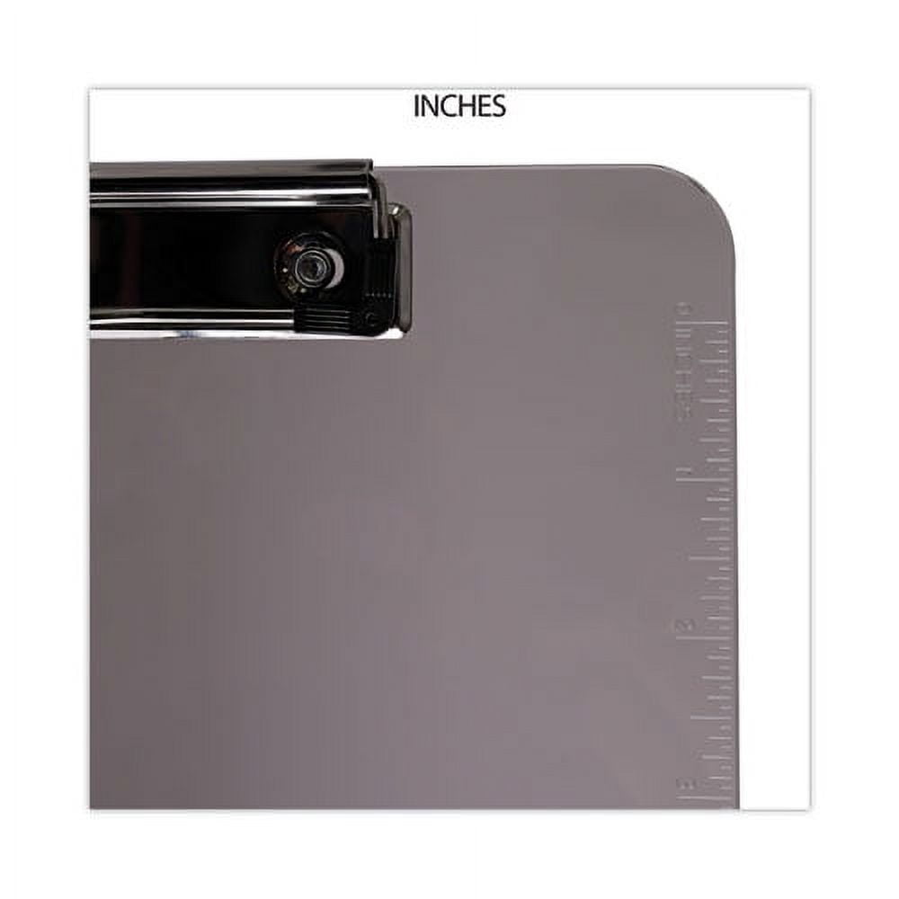Plastic Clipboard with Low Profile Clip, 0.5" Clip Capacity, Holds 8.5 x 11 Sheets, Translucent Black | Bundle of 10 Each
