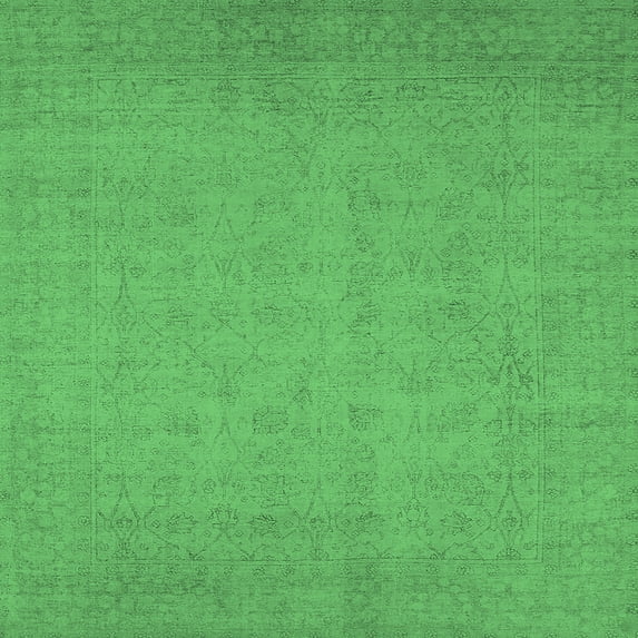 Ahgly Company Indoor Square Oriental Emerald Green Industrial Area Rugs, 4' Square