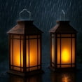 thumbnail image 2 of Hasako 2-Pack 13" Vintage Candle Lantern with Led Flameless Candle (6hr Timer) - IP65 Waterproof Battery Powered - Outdoor Patio Hanging Lanterns Decorative Tabletop Lanterns, 2 of 6