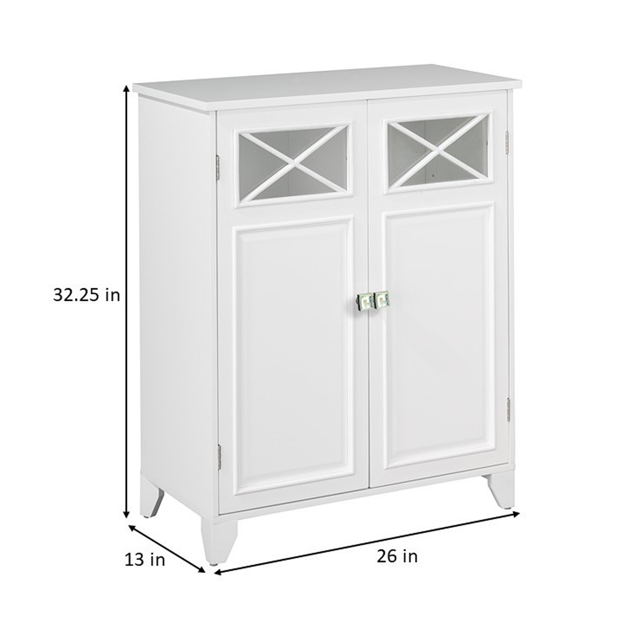 Teamson Home Dawson Wooden Floor Cabinet with Cross Molding and 2 Doors, White - image 4 of 9