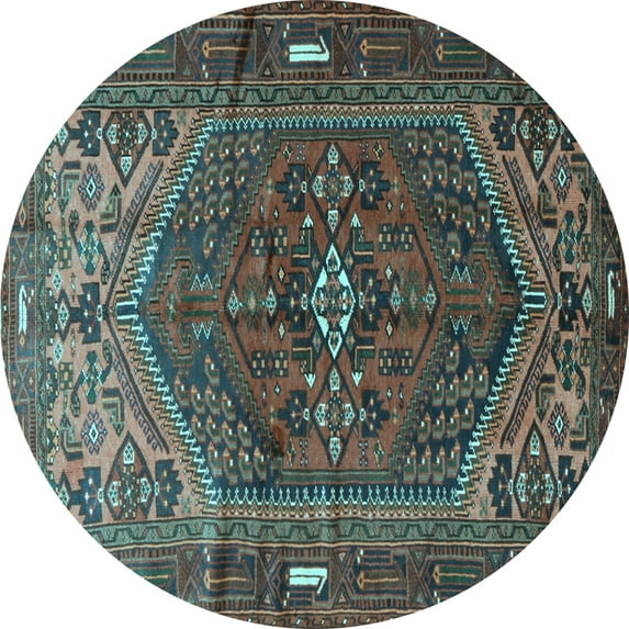 Ahgly Company Indoor Round Persian Light Blue Traditional Area Rugs, 4' Round