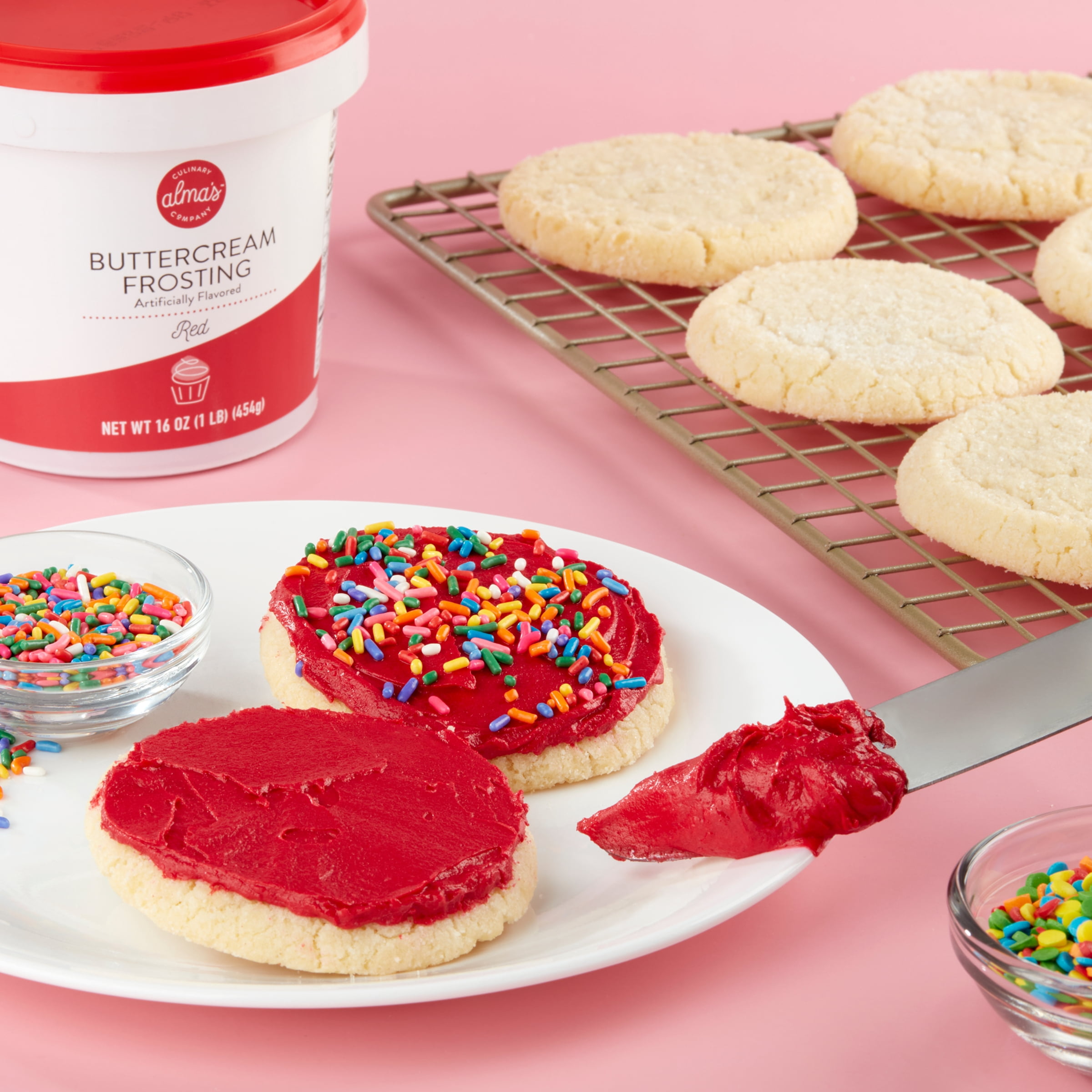 Almas Red Buttercream Frosting, Icing, 16 oz Tub