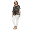 thumbnail image 4 of Women's Plus Size Sequin Sexy One Shoulder Short Sleeve Holiday Top, Black and Silver, X-Large, 4 of 6