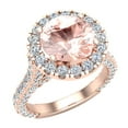 thumbnail image 1 of Round Cut Pink Morganite Diamond Halo Rings 14K Rose Gold 4.15 CT TW (G,SI), 1 of 5