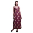 thumbnail image 1 of Bimba Robe Longue Maxi d'Été à Imprimé Floral pour Femme, Col en V, Tenue de Villégiature de Vacances - Grand, 1 of 6