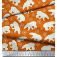 thumbnail image 3 of Soimoi Orange Georgette Viscose Fabric Snowflake & Polar Bear Animal Printed Fabric 1 Yard 42 Inch Wide, 3 of 3